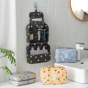 Large capacity hanging travel toiletry bag with various patterns for bathroom storage