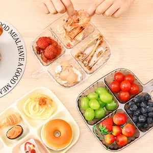Multi-compartment plastic serving tray for snacks and kitchen ingredients