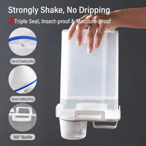 Airtight food grade grain storage container with triple seal and 360-degree buckle.