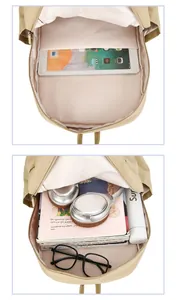 Vue interne d'un sac à dos en nylon grande capacité montrant le rangement de tablette