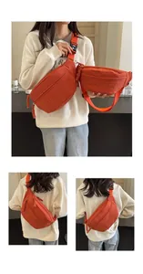 Trendy orange canvas crossbody chest bag for outdoor sports, cycling and daily use