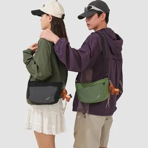 Korean style nylon grid messenger bag for outdoor travel fashion