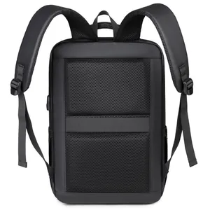 Mochila de negocios negra para hombre con respaldo de malla transpirable y correa