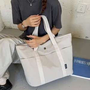 Große beige Damen-Tragetasche für Pendler, stilvolle Schultertasche für den Alltag