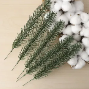 Artificial Pine Branch Plastic Faux Pine Needles For DIY Crafts Home Decor Christmas Greenery Spray Green