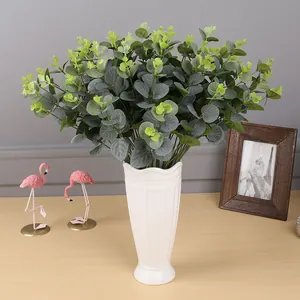 Kunstmatige Eucalyptus Geldblad Zijden Stof Groen Voor Bruiloft Huis Decor Rustiek Handgemaakte Simulatie Plant Tafeldecoratie