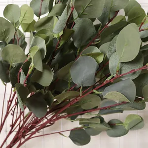 Nahaufnahme von künstlichen Eukalyptus-Apfelblättern für nordische Heimdekoration.