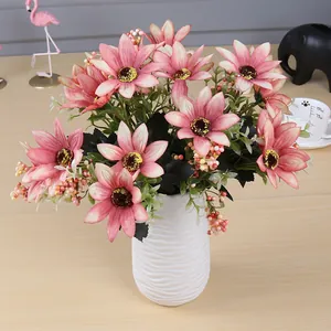 Pastoral Silk Fabric Artificial Daisy Bouquet Fake Gerbera Bush For Home Room Table Decoration Pastoral Floral Craft Flower
