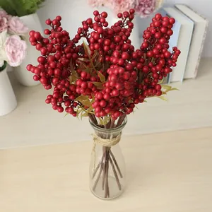 Künstliche Rote Beerenstiele Für Weihnachtsdekorationen Einzelner Stiel Falsche Beerenzweige Für Winterferien Blumen
