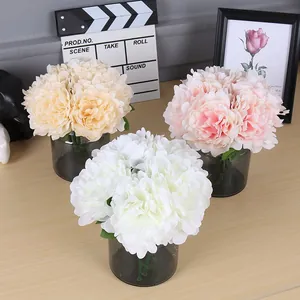 Hermosas flores de seda de peonía Irene artificiales de cinco cabezas para decoración de bodas