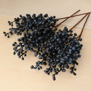Artificial 5-fork blue berry branches for home decoration floral arrangement craft