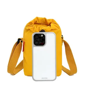 Bolso bandolera amarillo multifuncional para móvil y soporte para botella de agua deportiva