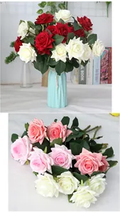 Detailed view of colorful velvet artificial roses for wedding and home decoration