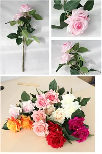 Artificial velvet rose bouquet in various colors for wedding decoration details