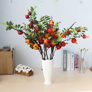 Branche de Grenade Artificielle Multi Têtes Tiges de Fruits Artificiels pour la Maison Salon Mariage Accessoires de Photographie Plante Décorative Faite à la Main