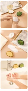 Demonstration of using portable cloud-shaped disposable soap flakes for hand washing