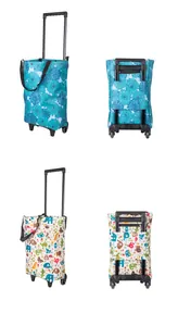 Borsa per carrello della spesa pieghevole con stampe floreali e animali in dettaglio