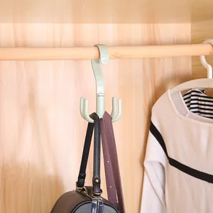 Multifunctional 360 degree rotating 4-claw hanger for wardrobe bag and scarf storage