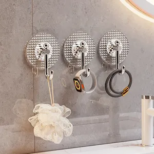 Lot de 3 crochets muraux adhésifs de luxe avec texture diamant pour salle de bain