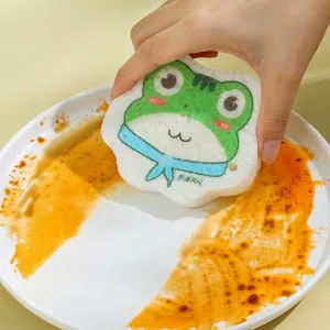 Komprimierter Zelluloseschwamm mit süßem Frosch-Design für den Abwasch