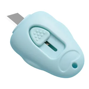 Mini taglierino retrattile azzurro portatile per aprire pacchi e tagliare la carta