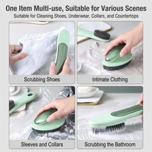 Multi-purpose soft bristle cleaning brush set for shoes, clothes, and bathroom use