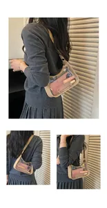 Collage montrant trois vues détaillées d'un sac sous les bras en PVC transparent sur modèle