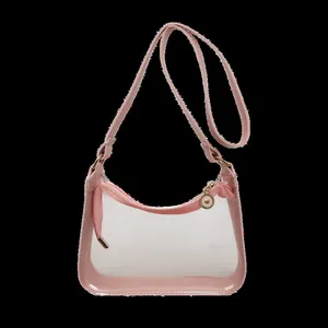 Sac à bandoulière en PVC transparent rose zippé