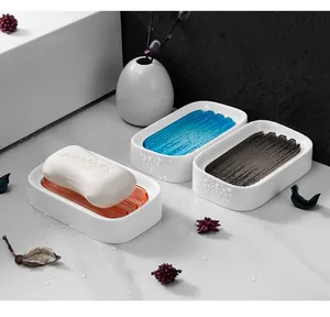 Modern double-layer draining soap dish set with colorful grates for bathroom storage