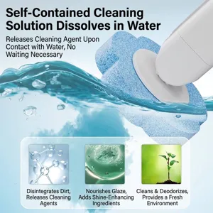 Disposable toilet brush refill with built-in cleaner, dissolves in water instantly