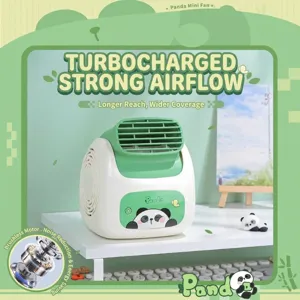 Panda themed cartoon desktop fan USB rechargeable silent turbine fan for office