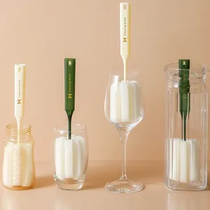 Langer Griff Schwamm Tassenbürste Multifunktionale Haushalts Schrubber Für Babyflasche Glas Weinbecher Reinigungsbürste Dekontaminationswerkzeuge