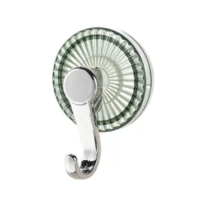 Heavy-duty suction cup hook in green textured design for bathroom wall mounting