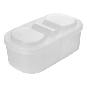 Clear double compartment food storage container for efficient refrigerator organization
