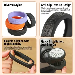 8-pack silent silicone luggage wheel covers with anti-slip texture and high elasticity