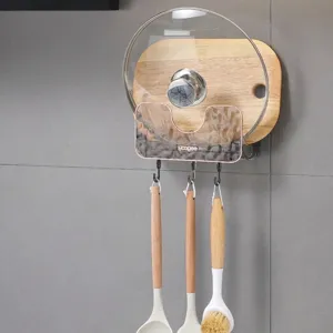 Support de cuisine mural pour couvercles et ustensiles avec motif de vagues moderne.