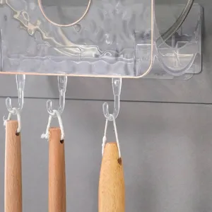 Détail du support couvercle transparent avec crochets réglables pour la cuisine