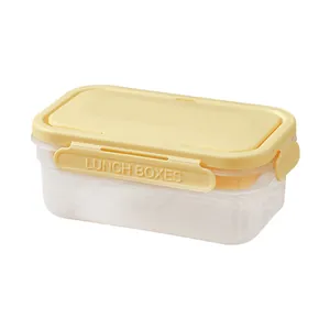 Portable double-layer lunch box with yellow tray and sealed lid for meal prep