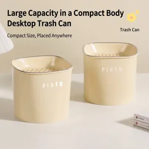 Minimalist Cream White Desktop Trash Can Luxury Open-Top Waste Bin PP Plastic Small Storage Tube For Home Office Table Car