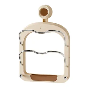 Wall-mounted suction cup pot lid rack with stainless steel holder for kitchen storage