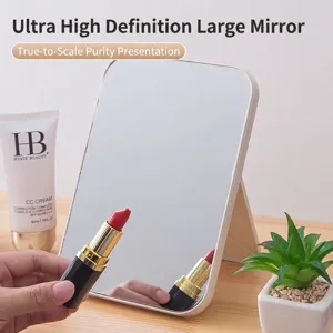 Portable Folding Desktop Makeup Mirror High Definition Single Sided Vanity Mirror With Adjustable Stand For Dormitory Home