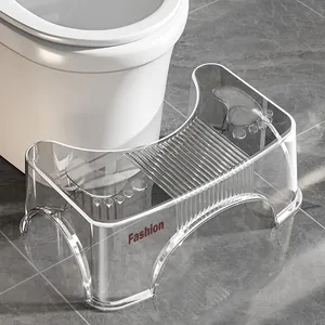 Non-Slip Thickened Bathroom Toilet Stool Ergonomic Footprint Pattern Squat Stool For Adults Children Potty Assistance Bathroom Stool
