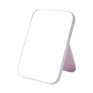 Portable foldable HD tabletop makeup mirror with a pink minimalist frame design
