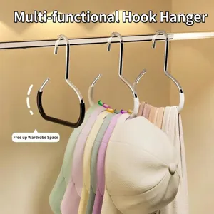 Carbon Steel Ring Hanger With Non-Slip PVC Coating For Hat Scarf Tie Storage Modern Home Closet Organizer Traceless Hook