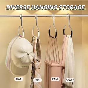 Non-slip stainless steel ring hangers for hats, scarves, and ties storage in wardrobe