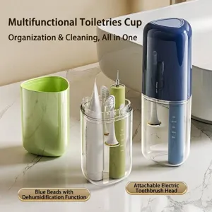Portable Electric Toothbrush Travel Wash Cup Translucent Mouthwash Cup Toothbrush Storage Box Sealed Toothbrush Case For Outdoor Travel Business Home Unisex