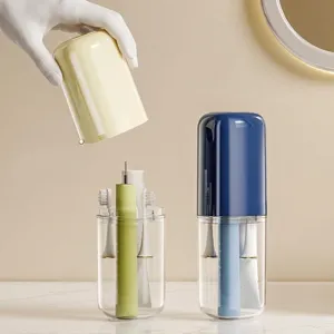 Portable semi-transparent electric toothbrush travel case and wash cup set for couples