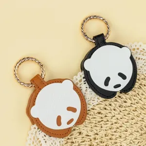 Durable panda shaped faux leather hat clip for sun hats featuring gold twisted ring