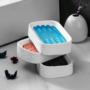 Modern double-layer self-draining soap dish with waterproof droplets for bathroom