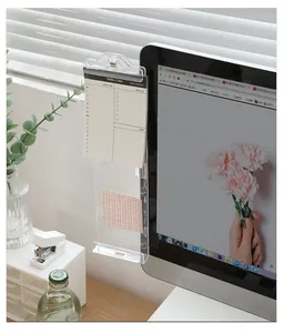 Clear acrylic monitor memo board for sticky notes and daily schedules on office desk